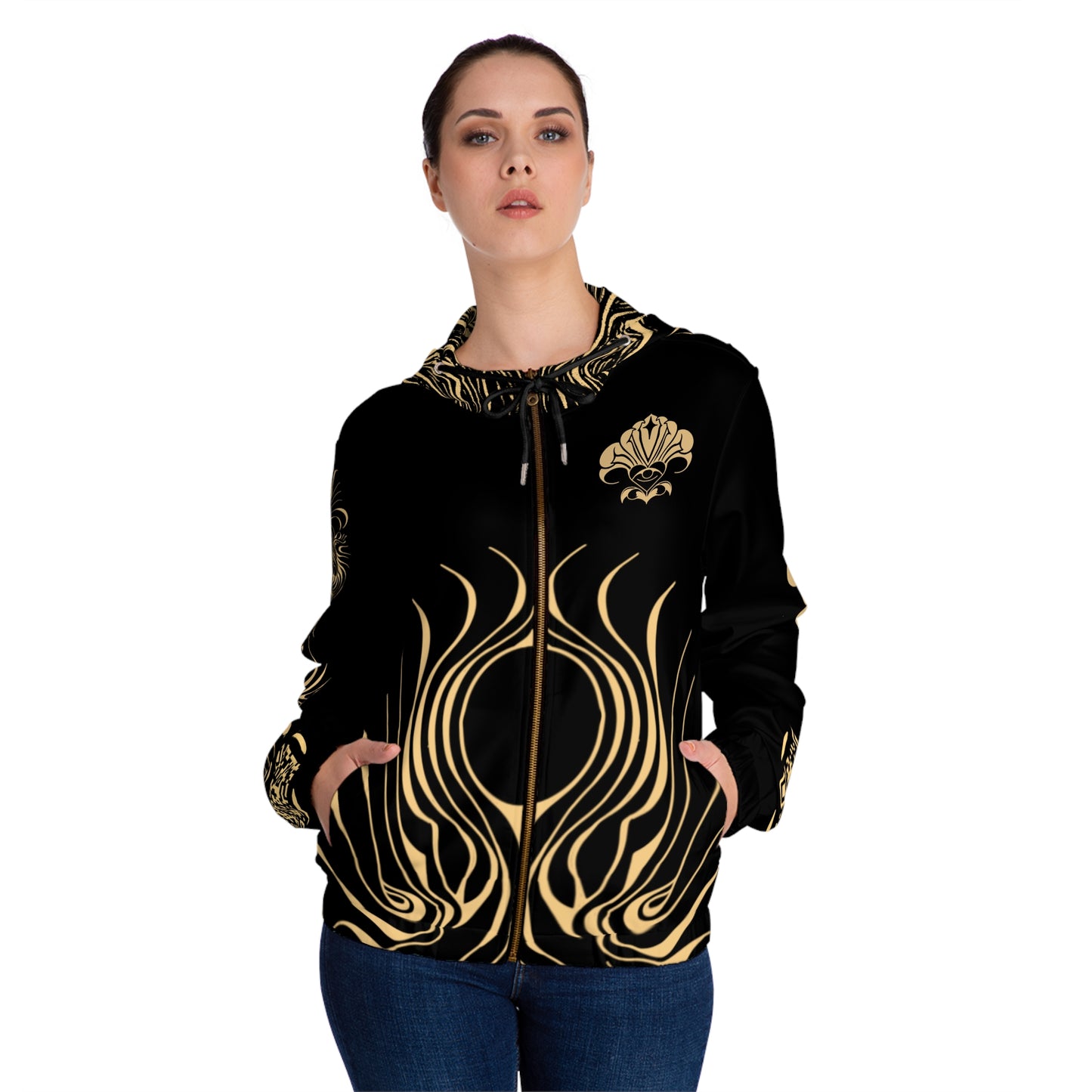 Artistic Women’s Full-Zip Hoodie - Stylish AOP, Boho Chic Outerwear, Perfect for Cozy Days, Festival Fashion, Unique Gift Idea