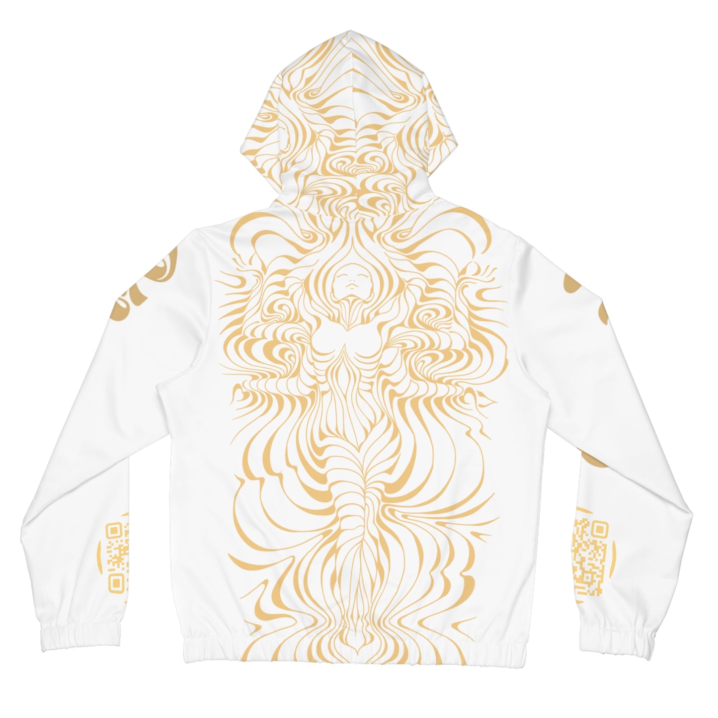 White Artistic Women’s Full-Zip Hoodie - Stylish AOP, Boho Chic Outerwear, Perfect for Cozy Days, Festival Fashion, Unique Gift Idea