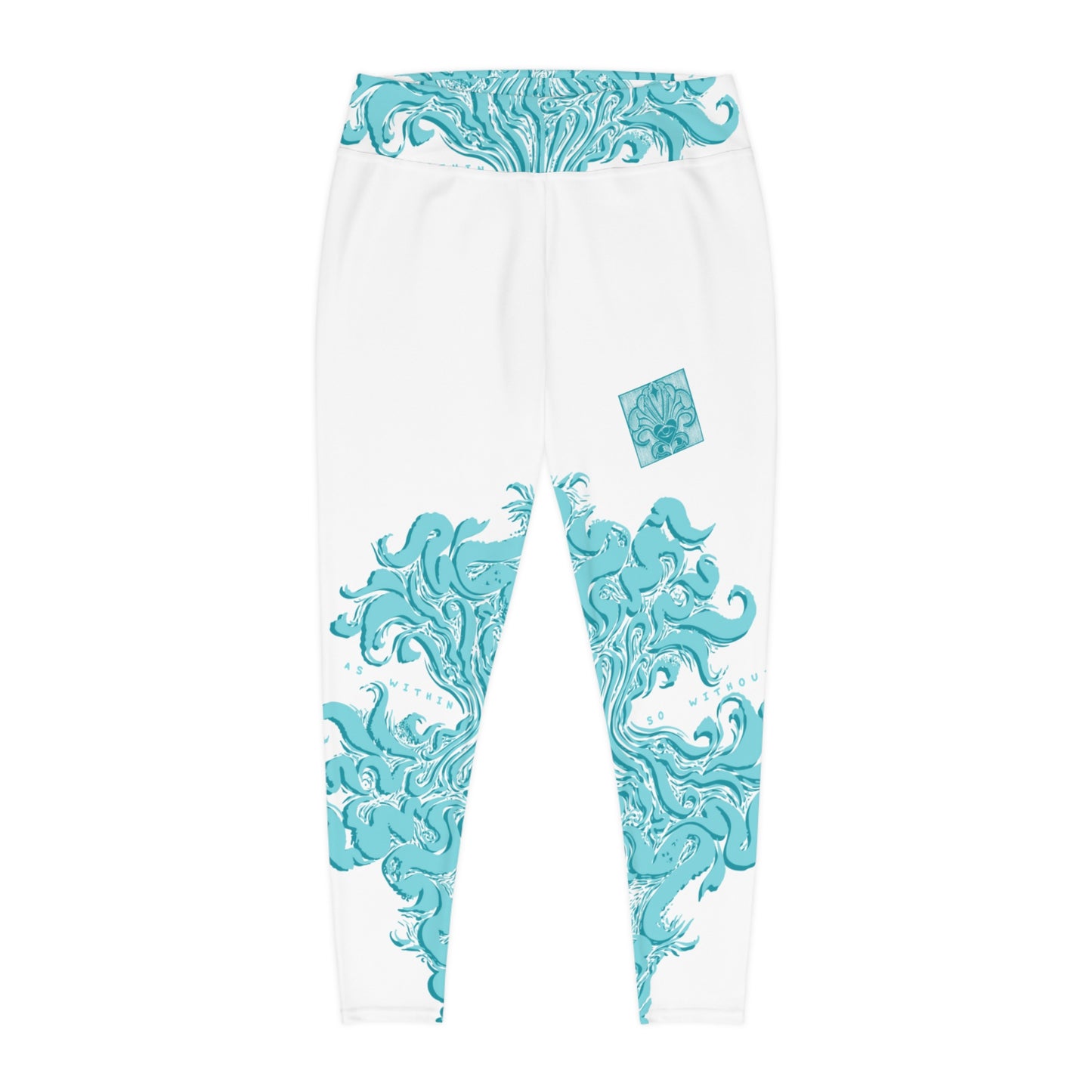 Artistic Plus Size Leggings, Ocean Waves Leggings, Comfortable Activewear, Trendy Plus Size Fashion, Gift for Her, Everyday Wear