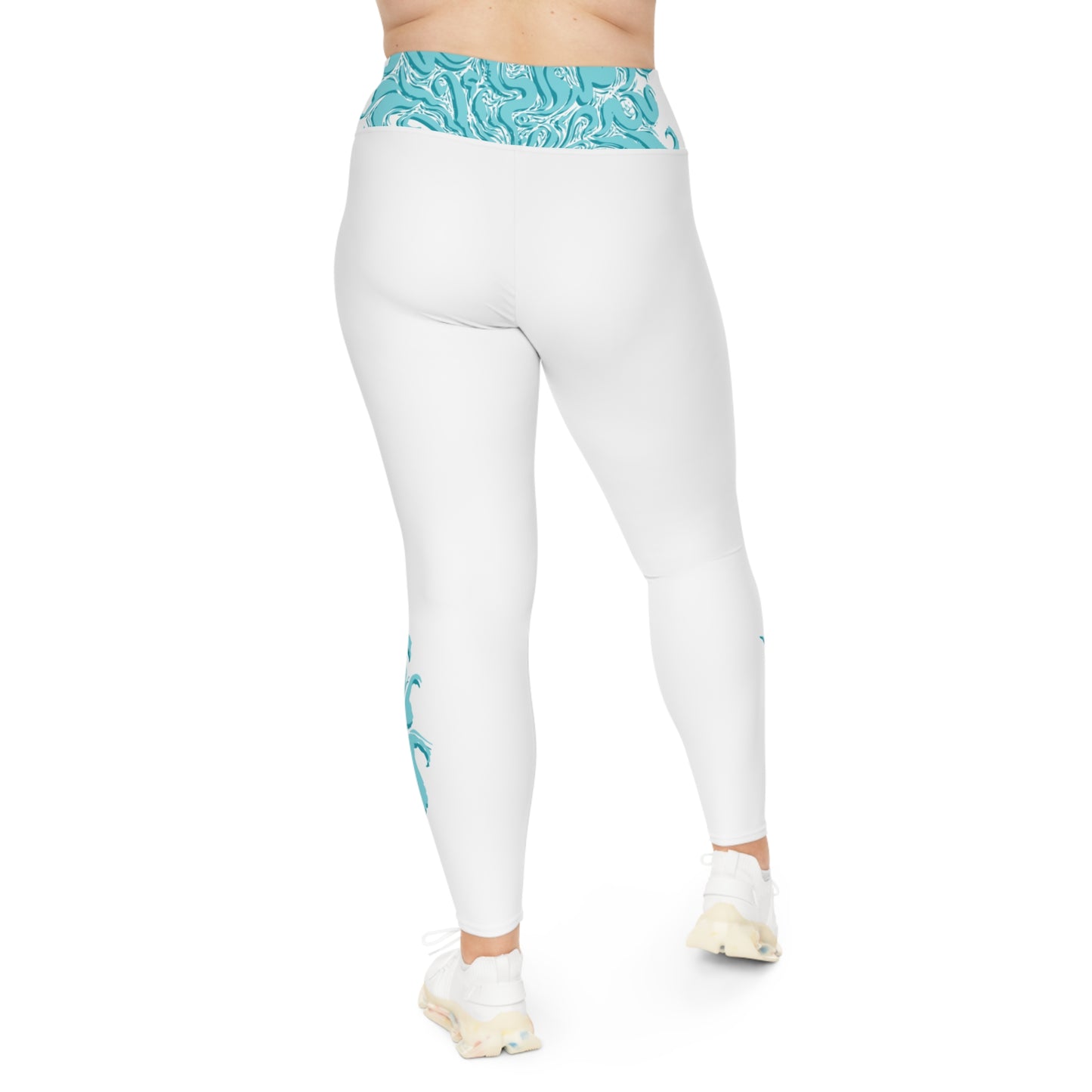 Artistic Plus Size Leggings, Ocean Waves Leggings, Comfortable Activewear, Trendy Plus Size Fashion, Gift for Her, Everyday Wear