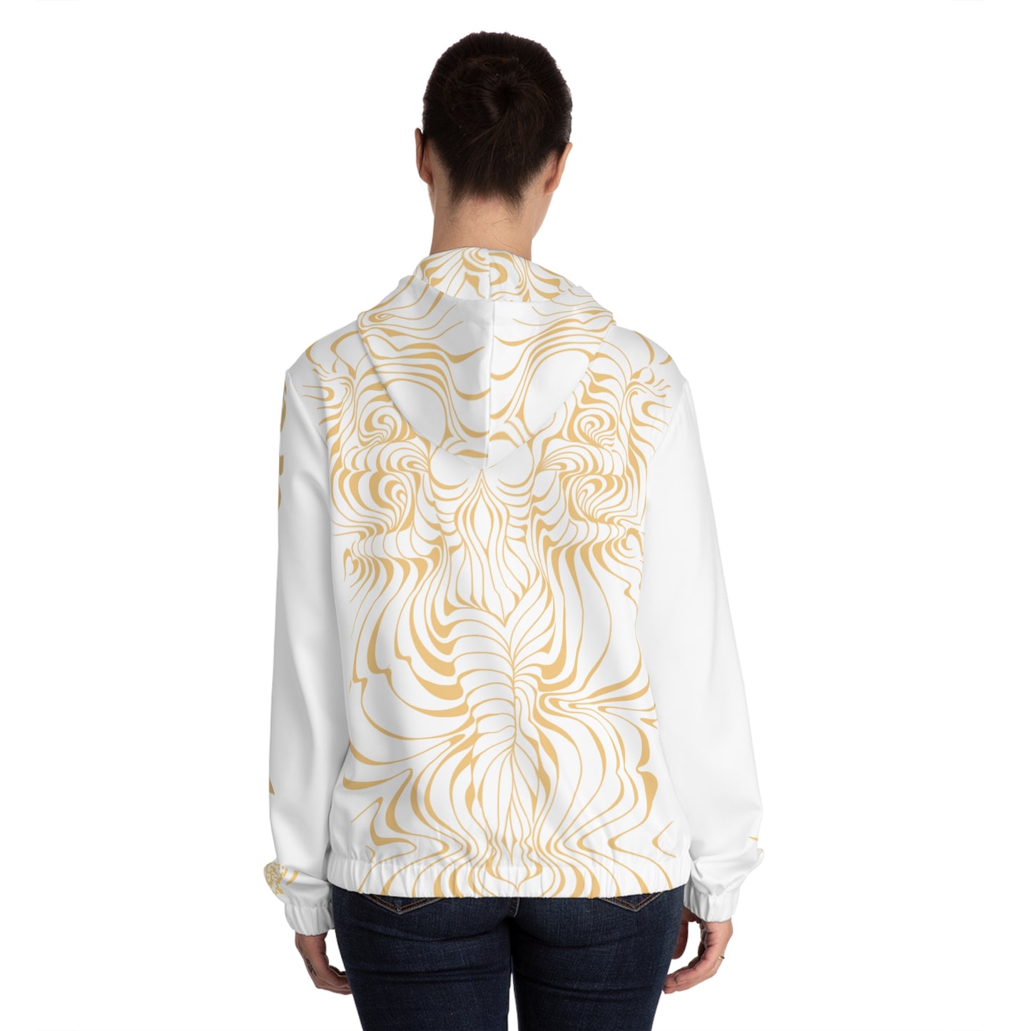 White Artistic Women’s Full-Zip Hoodie - Stylish AOP, Boho Chic Outerwear, Perfect for Cozy Days, Festival Fashion, Unique Gift Idea