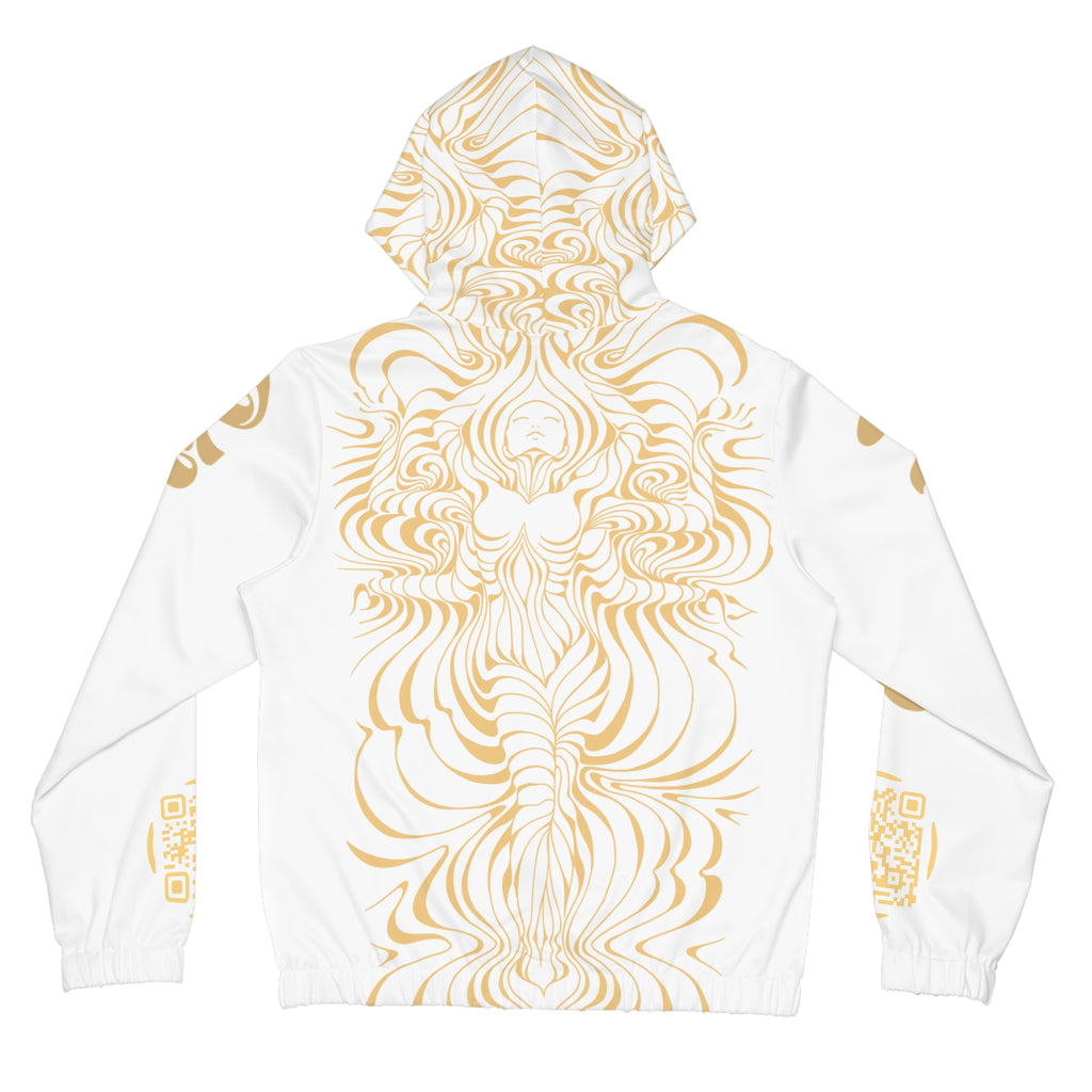White Artistic Women’s Full-Zip Hoodie - Stylish AOP, Boho Chic Outerwear, Perfect for Cozy Days, Festival Fashion, Unique Gift Idea