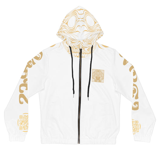 White Artistic Women’s Full-Zip Hoodie - Stylish AOP, Boho Chic Outerwear, Perfect for Cozy Days, Festival Fashion, Unique Gift Idea