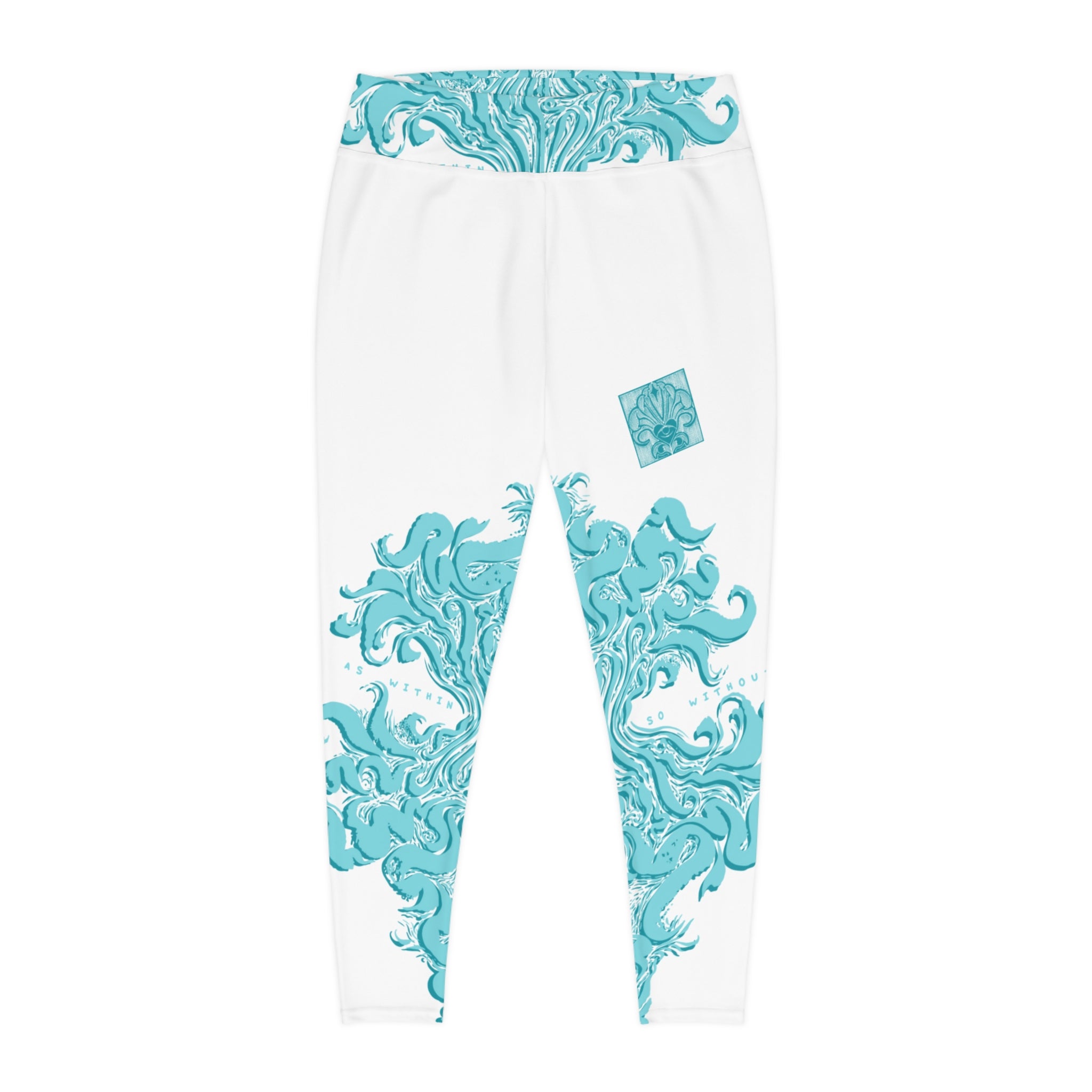 Artistic Plus Size Leggings, Ocean Waves Leggings, Comfortable Activewear, Trendy Plus Size Fashion, Gift for Her, Everyday Wear