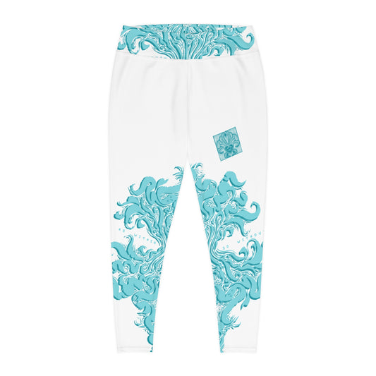Artistic Plus Size Leggings, Ocean Waves Leggings, Comfortable Activewear, Trendy Plus Size Fashion, Gift for Her, Everyday Wear